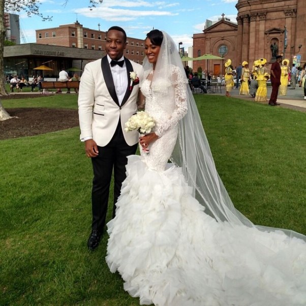 Osi Umenyiora's Sister Weds - Bride and groom