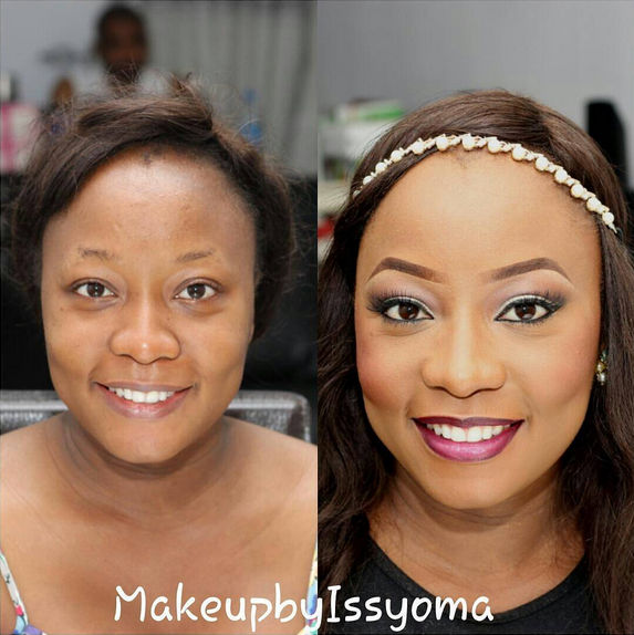 LoveweddingsNG Before and After - Makeup by Issyoma