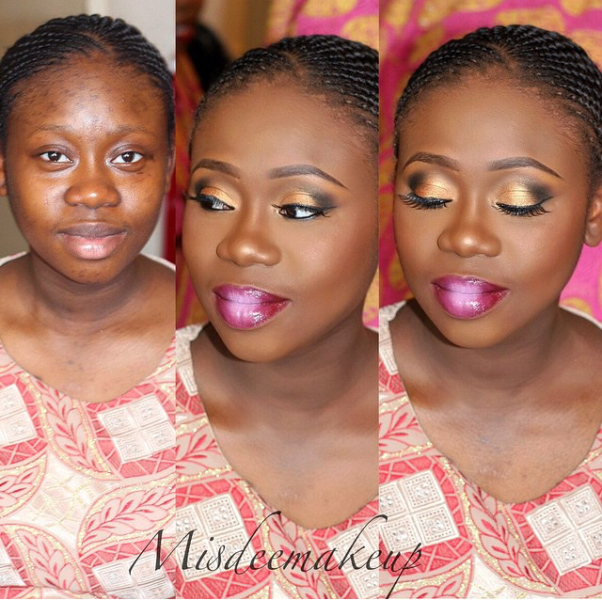 LoveweddingsNG Before and After Misdee Makeup8