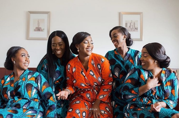 Black Bride and Bridesmaids Ankara robes LoveWeddingsNG