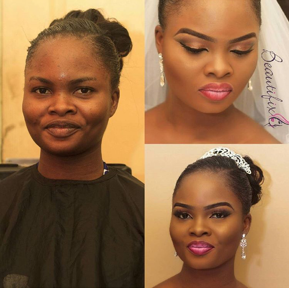 Nigerian Bridal Makeover - Before and After - Beautifixx LoveweddingsNG