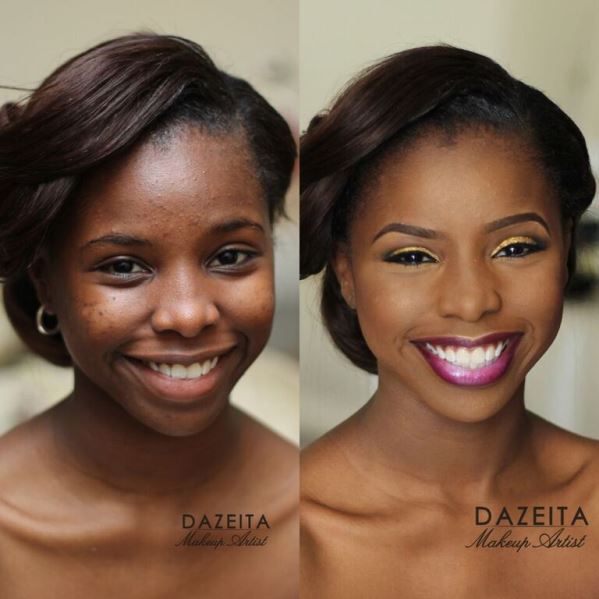 Nigerian Makeovers - Before and After Dazeita Makeup Artist LoveweddingsNG