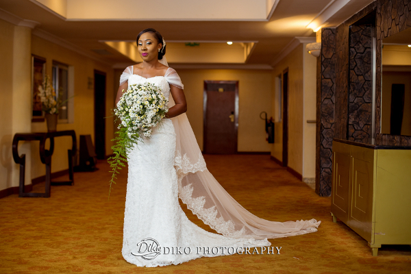 Nigerian Bride Gown and Bouquet Grace and Pirzing LoveweddingsNG Diko Photography