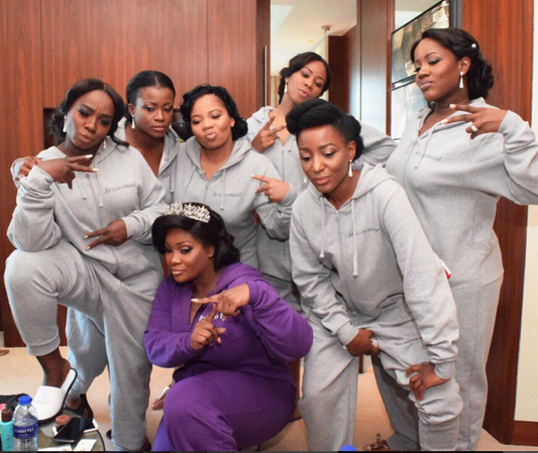 Tolu Oniru Tunde Demuren Dubai Wedding Bride and Bridesmaids in Onesie LoveweddingsNG 1