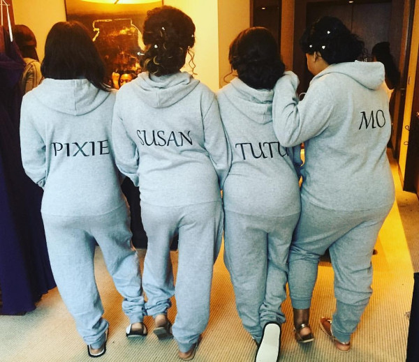 Tolu Oniru Tunde Demuren Dubai Wedding Bridesmaids in Onesie LoveweddingsNG