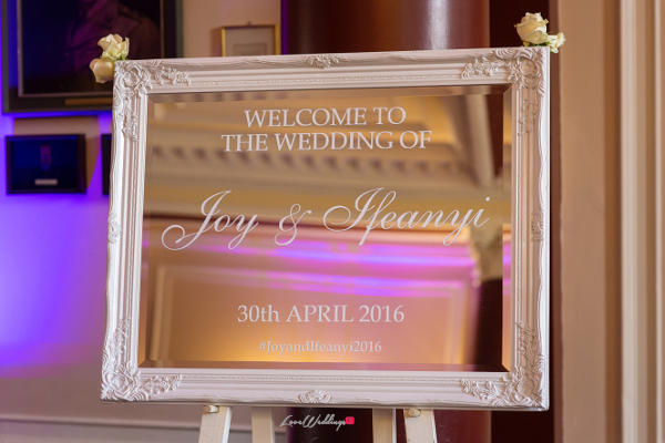 Nigerian Wedding Mirror Welcome Sign Joy and Ifeanyi Perfect Events LoveweddingsNG