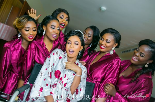 Nigerian Bride and Bridesmaids in Robes Trendybee Events LoveweddingsNG 2