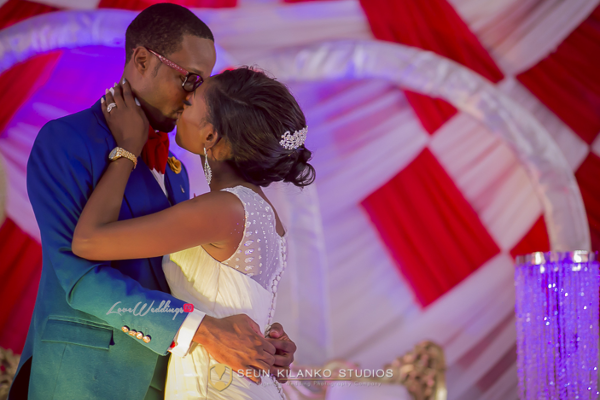 Nigerian White Wedding Bride and Groom Kiss Lamide and Biodun Seun Kilanko Studios LoveweddingsNG