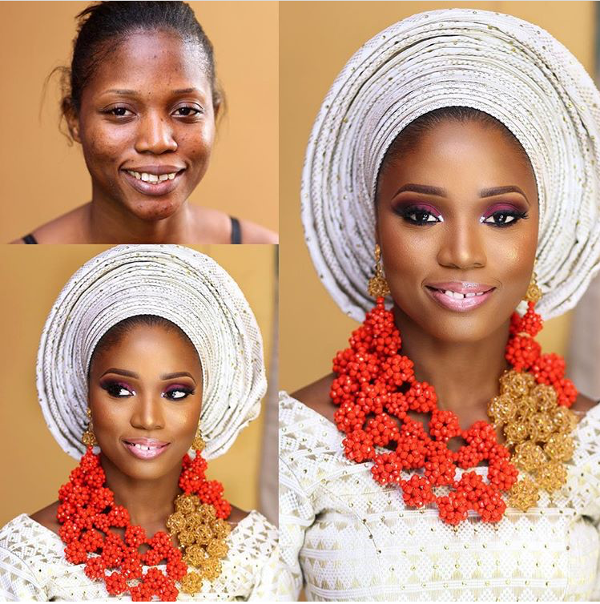 Nigerian Bridal Makeup Before and After Zainab Azeez LoveweddingsNG