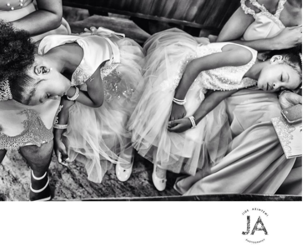 Nigerian Wedding Tired Little Brides asleep Jide Akinyemi Photography LoveWeddingsNG