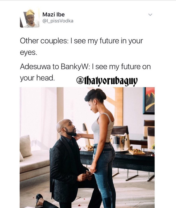 Adesua Etomi and Banky W Engagement Story Memes LoveWeddingsNG Future in your head