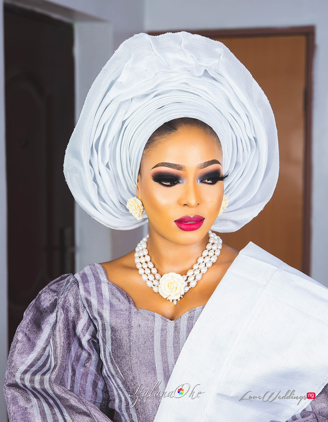 Purple and white traditional bridal look - LoveweddingsNG