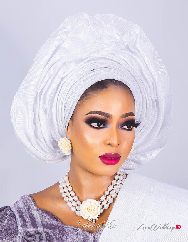 Purple and white traditional bridal look - LoveweddingsNG