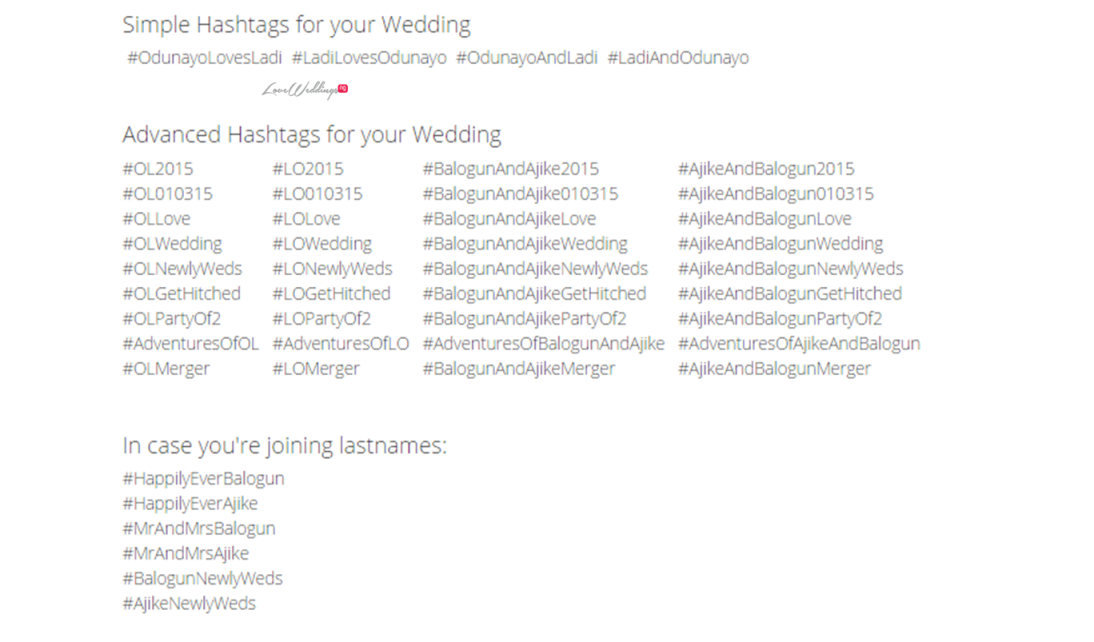 Wedding Hashtag Wall Loveweddingsng - #OdunLadi2015