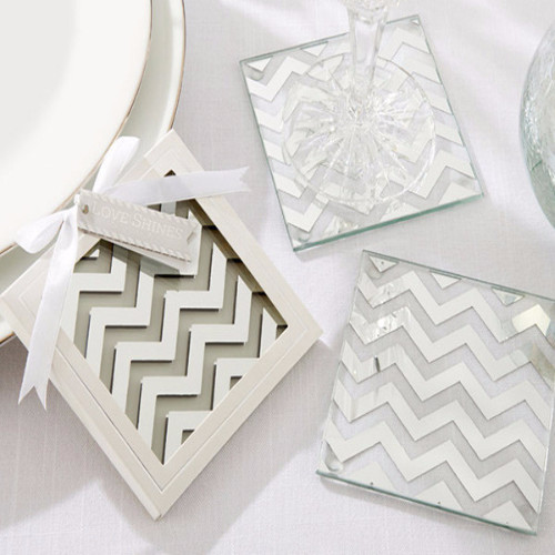 The Artisans Gift Company Anniversary LoveweddingsNG - Silver Chevron Glass Coasters