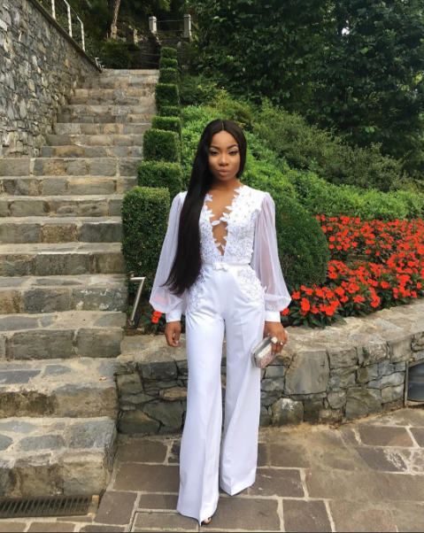 Mo Cheddah white jumpsuit for LaySey Nigerian Wedding Guest Inspiration LoveWeddingsNG