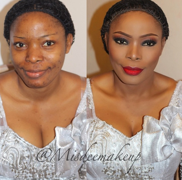 LoveweddingsNG Before and After Misdee Makeup3
