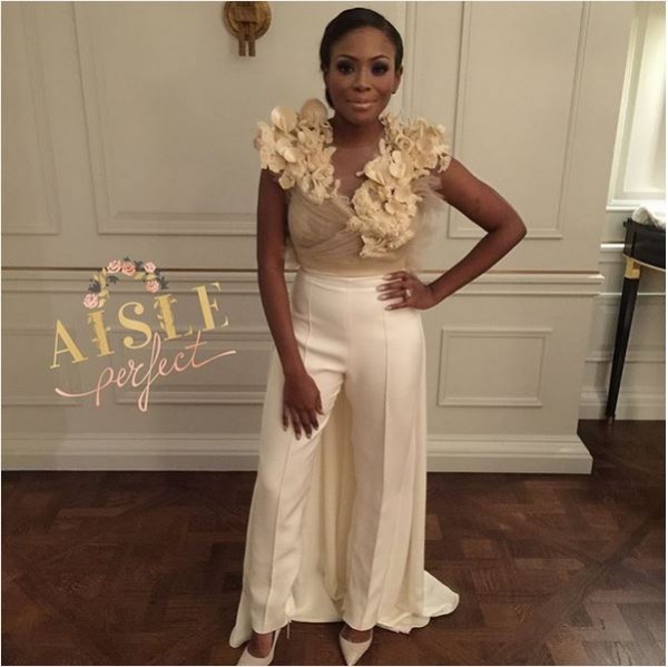 Marcy Dolapo Oni & Gbite Sijuwade's White Wedding LoveweddingsNG - bridal jumpsuit