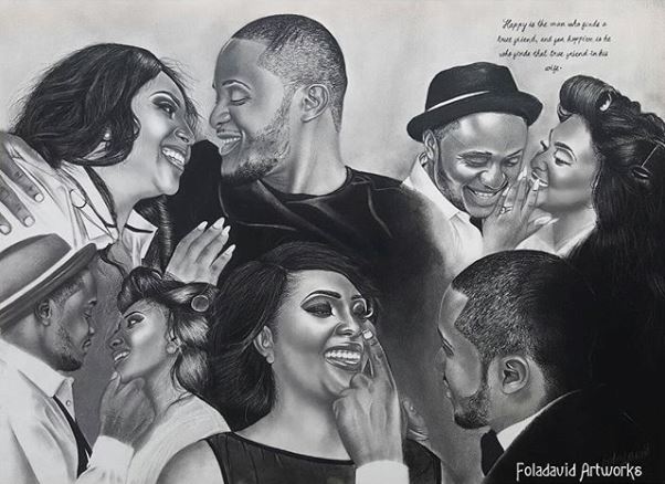 Nigerian Wedding Illustration Sketch - Ubi Franklin Lilian Esoro Fola David LoveweddingsNG1