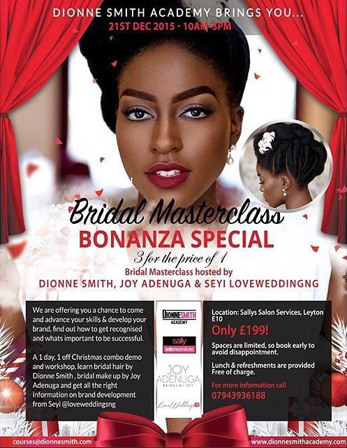 Dionne Smith Academy Bridal Masterclass LoveweddingsNG flyer