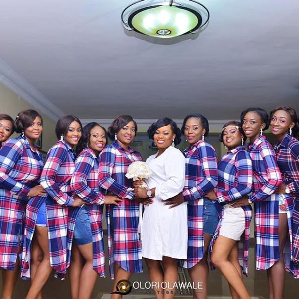 Nigerian Wedding Trends 2015 - Bride and Bridesmaids in Dress Shirts Olori Olawale