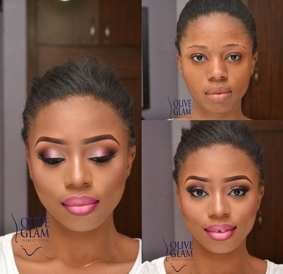 Nigerian Makeovers - Before and After Olive Glam Studio LoveweddingsNG