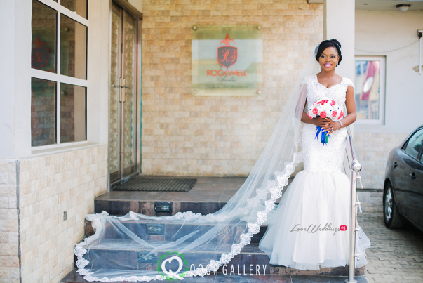 Nigerian White Wedding Bridal Gown and Veil - Teju Yinka LoveweddingsNG
