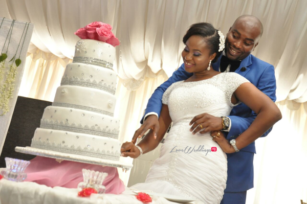Nigerian White Wedding Aleyie and Itse Cutting the Cake LoveweddingsNG