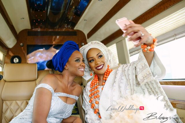 Davido's sister Coco weds Caleb Traditional Wedding Bride and friend selfie LoveweddingsNG