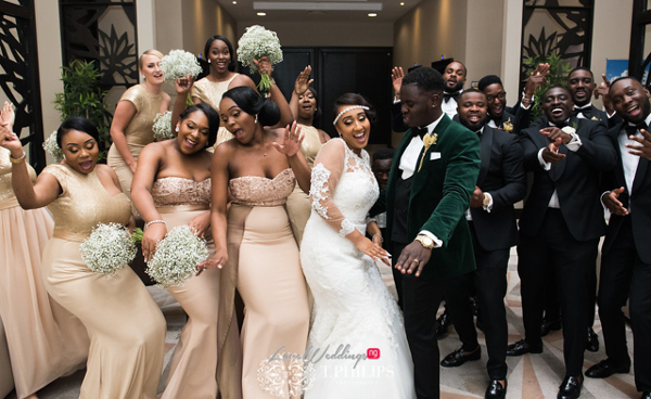 Nigerian Ghanaian White Wedding Abi and Olivia Bridal Party LoveweddingsNG