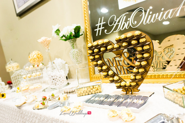 Nigerian Ghanaian White Wedding Abi and Olivia Sweet Table LoveweddingsNG