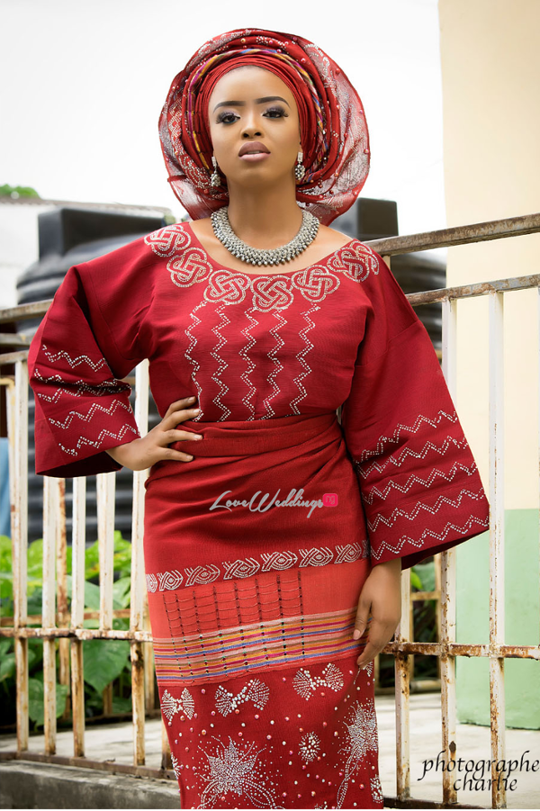 Nigerian Traditional Bride Red Aso Oke Inspiration LoveweddingsNG 3