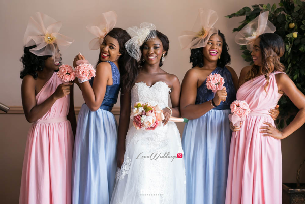 Nollywood Kalu Ikeagwu and Ijeoma Eze White Wedding Bride and Bridesmaids Nobis Photography LoveweddingsNG