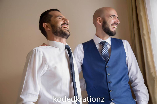 Esther and Kyrillos Yoruba Greek Wedding Groom and friend Koded Krationz LoveweddingsNG