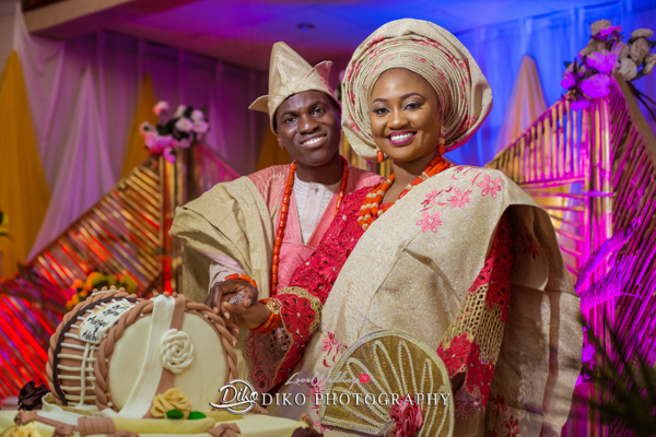 Nigerian Traditional Bride and Groom Cutting Cake Adefunke & Adebola Diko Photography LoveweddingsNG
