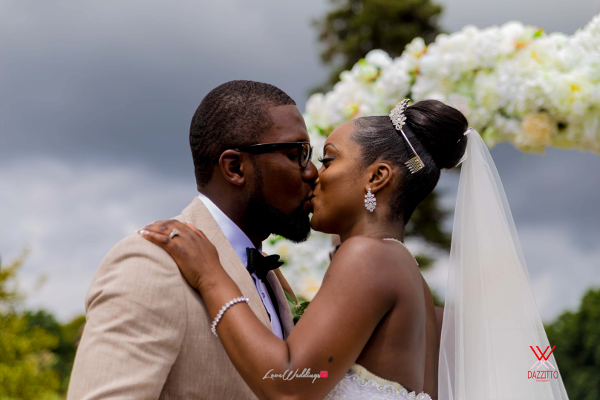 Nigerian Wedding in London Seun and Segun Bride and Groom Kiss LoveweddingsNG Dazzitto Photography