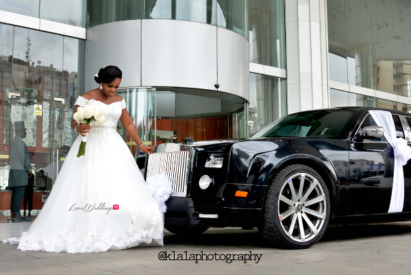 Nigerian White Wedding - Bride and Car Folake and Ifeoluwa Klala Photography LoveweddingsNG