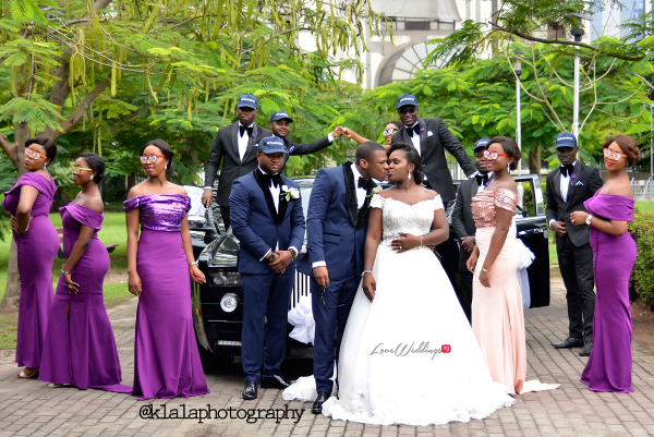 Nigerian White Wedding - Couple and Bridal train Folake and Ifeoluwa Klala Photography LoveweddingsNG