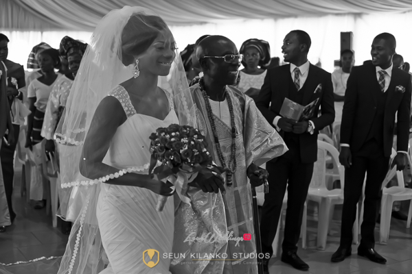 Nigerian White Wedding Bride and father Lamide and Biodun Seun Kilanko Studios LoveweddingsNG