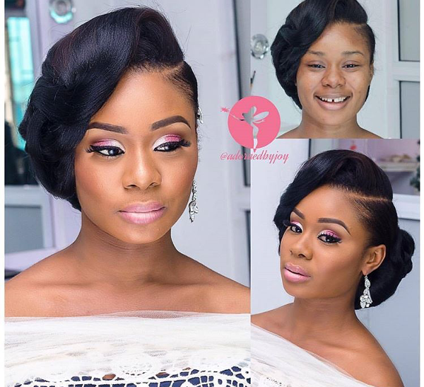 Nigerian Bridal Makeup Before and After Adorned by Joy LoveweddingsNG