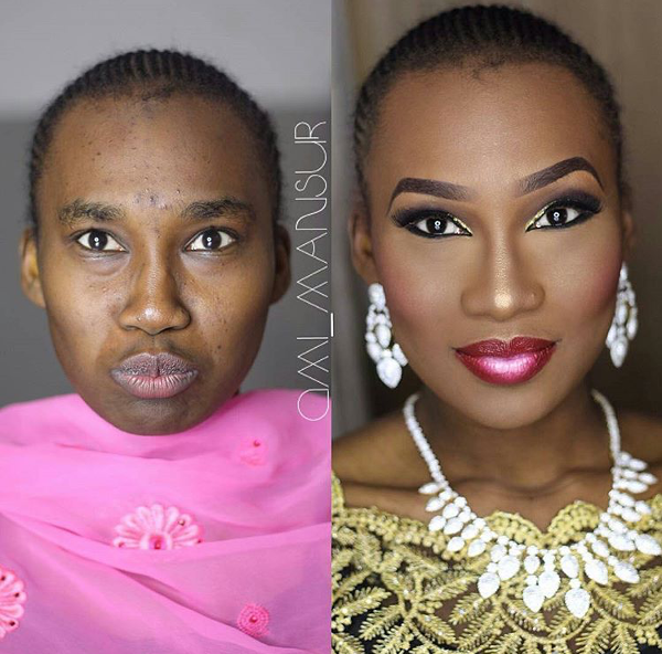 Nigerian Bridal Makeup Before and After Ami Mansur LoveweddingsNG