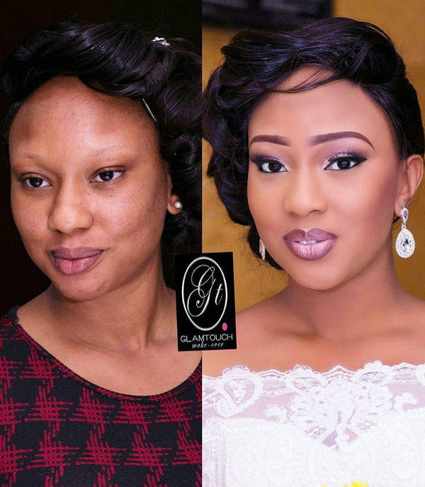 Nigerian Bridal Makeup Before and After GlamTouch Makeover LoveweddingsNG