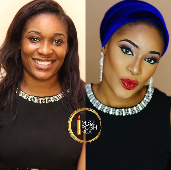 Nigerian Bridal Makeup Before and After Misz Posh MUA LoveweddingsNG