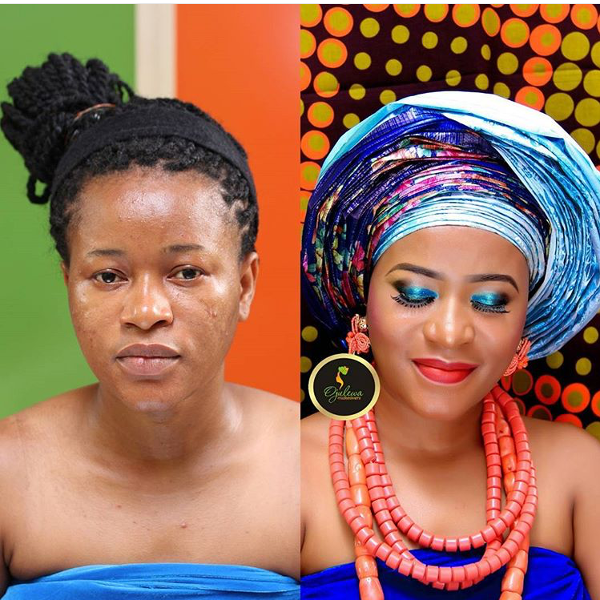 Nigerian Bridal Makeup Before and After Ojulewa Stuido LoveweddingsNG