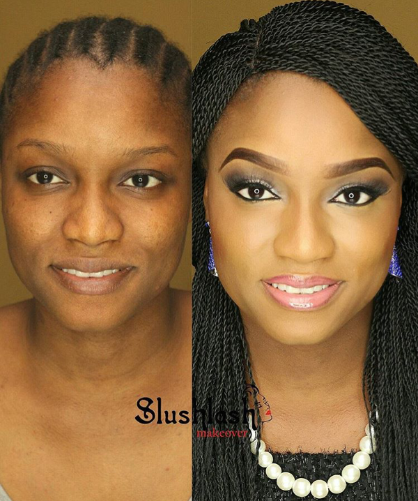 Nigerian Bridal Makeup Before and After Slushlash Makeovers LoveweddingsNG