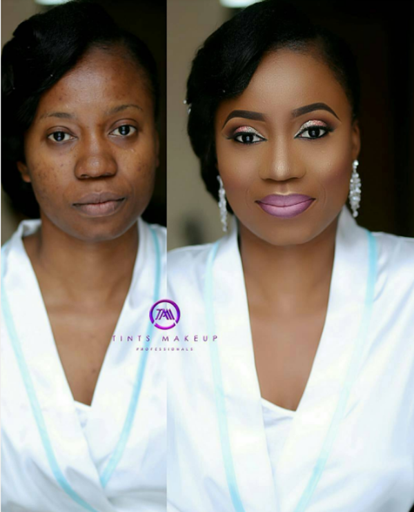 Nigerian Bridal Makeup Before and After Tints Makeup LoveweddingsNG