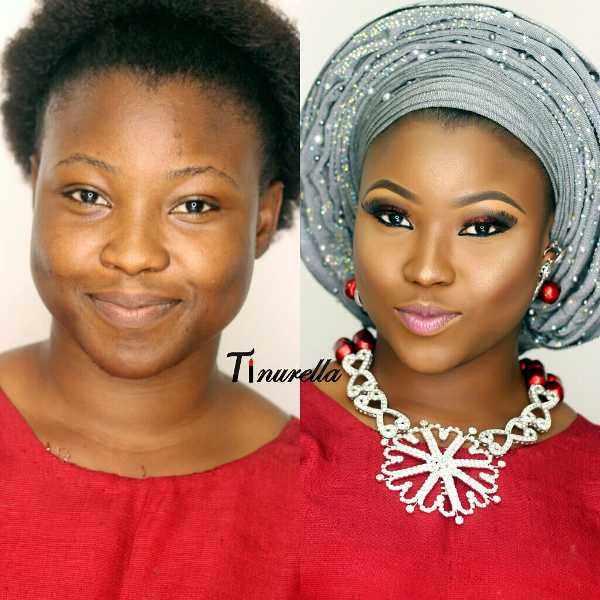 Nigerian Bridal Makeup Before and After Tinurella LoveweddingsNG