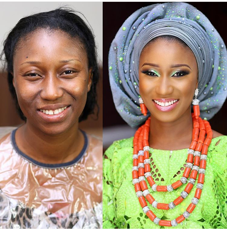 Nigerian Bridal Makeup Before and After Zainab Azeez Makeovers LoveweddingsNG