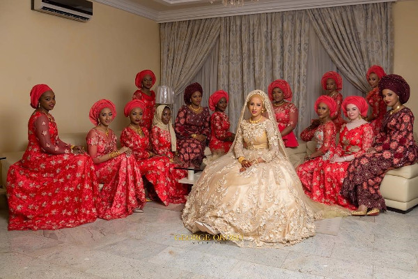 Nigerian Northern Traditional Bride and Aso Ebi Ladies George Okoro LoveWeddingsNG