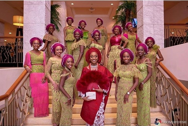Nigerian Traditional Bride and Aso Ebi Ladies - #DoubleO17 Akintayotimi LoveWeddingsNG